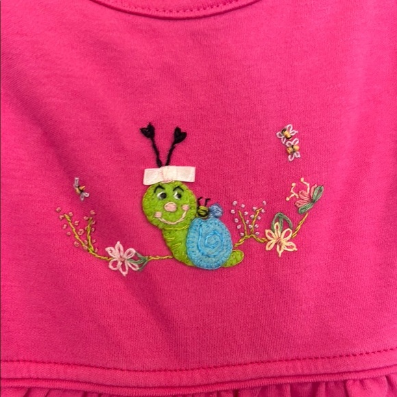 SQUIGGLES BY CHARLIE Pink Sleeveless Romper with Embroidery. - Picture 3 of 6
